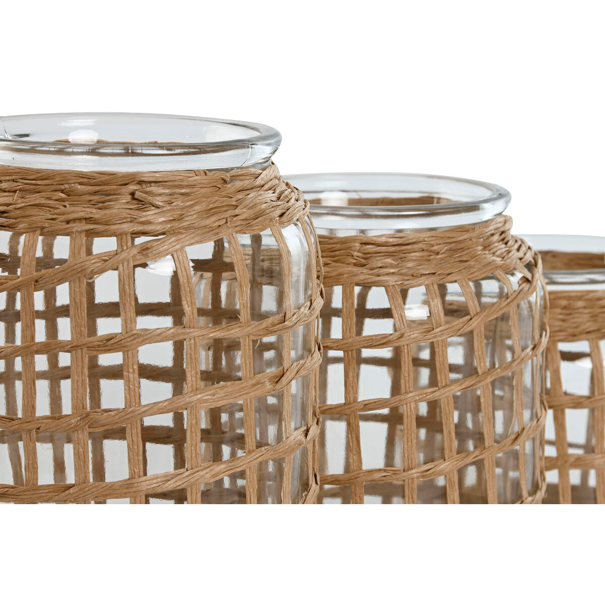 Maljakko 3 kpl lasia punoksella luonnonväri, noin 16,5 x 16,5 x 27 cm