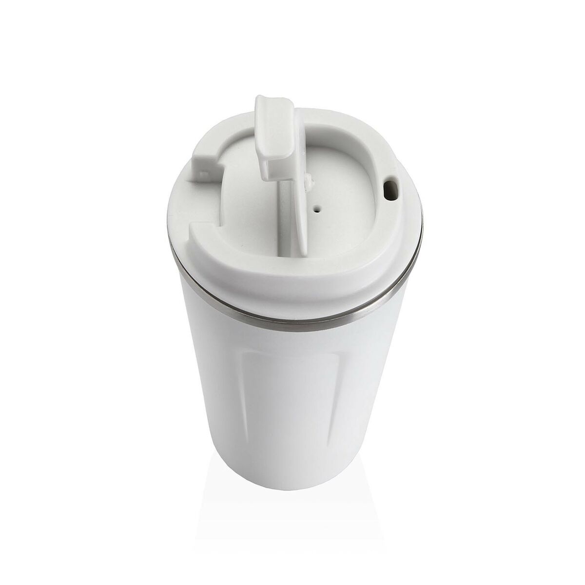 Matkamuki 510 ml, kannella - valkoinen kahvimuki & teekuppi, teräs & polypropeeni