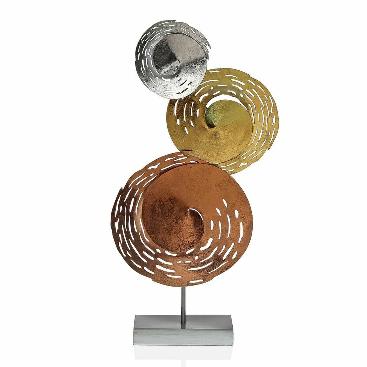 Metallikoriste kolmella ympyrällä, 57,8 x 29,8 x 8,3 cm, moderni sisustus