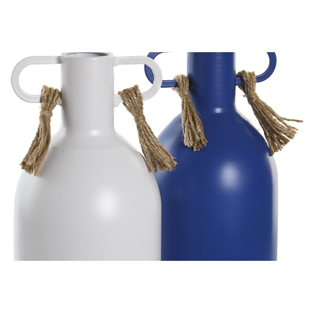 Metallimaljakko valkoinen & laivastonsininen sisustukseen 9 x 9 x 19 cm, 2 kpl