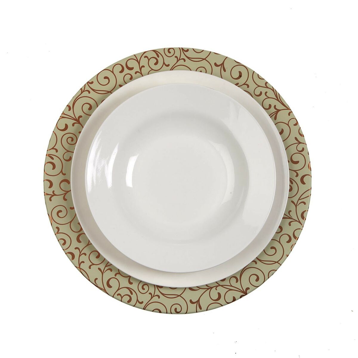 Aluslautanen metallinen 33 cm, serpentiini-kuvio, juhlakattaukseen
