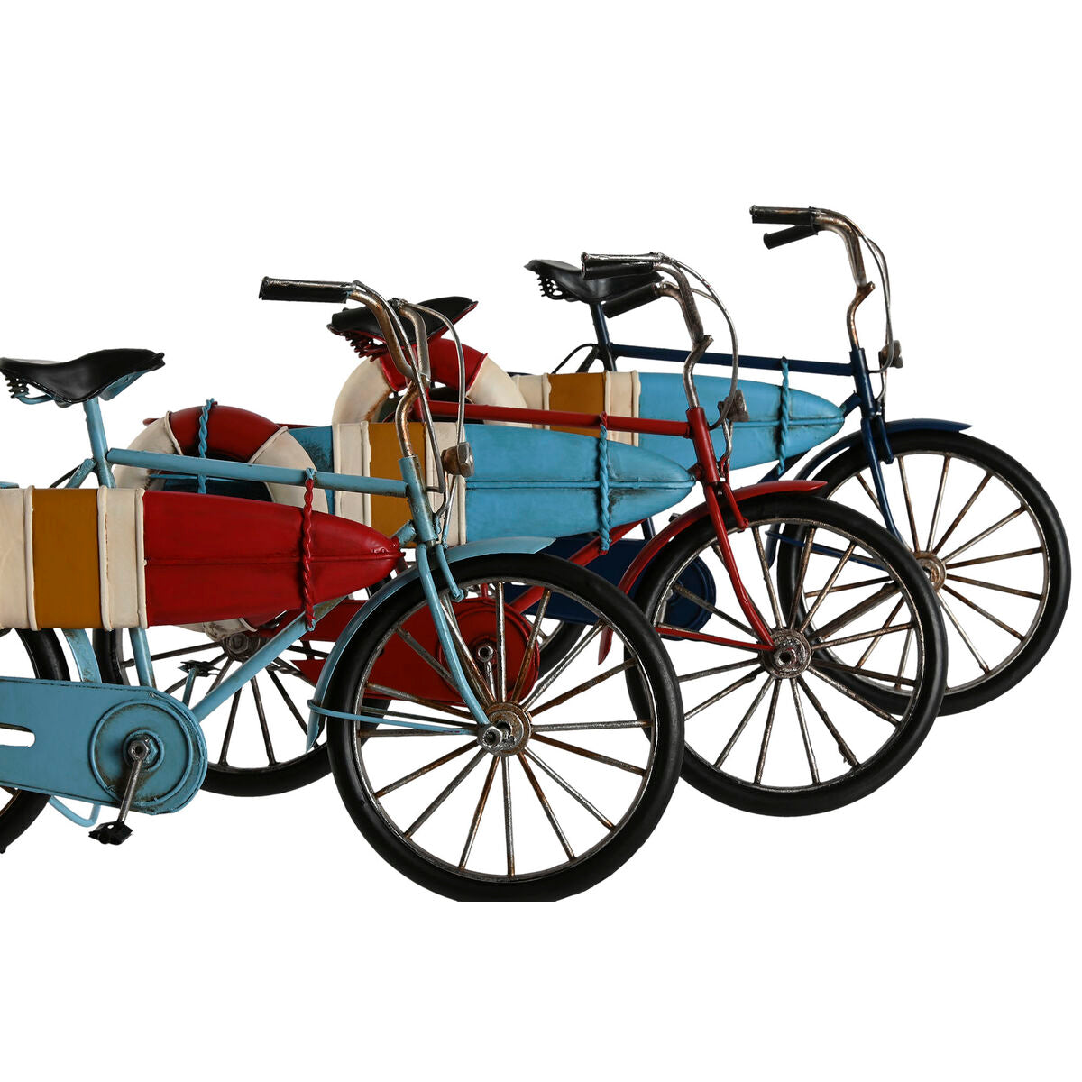 Koristepyörä metallinen 3 kpl 29 x 11 x 17 cm, sininen punainen laivastonsininen