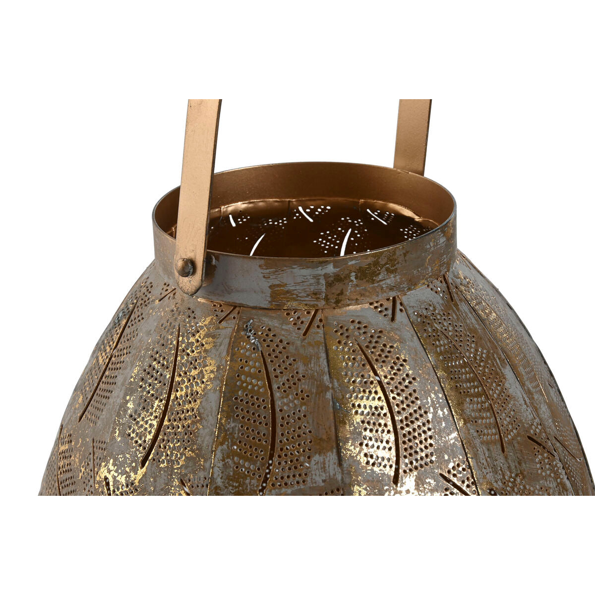 Metallinen lyhtysetti 3 kpl, kullattu arabeski-kuvio pöydälle 25 x 25 x 28 cm
