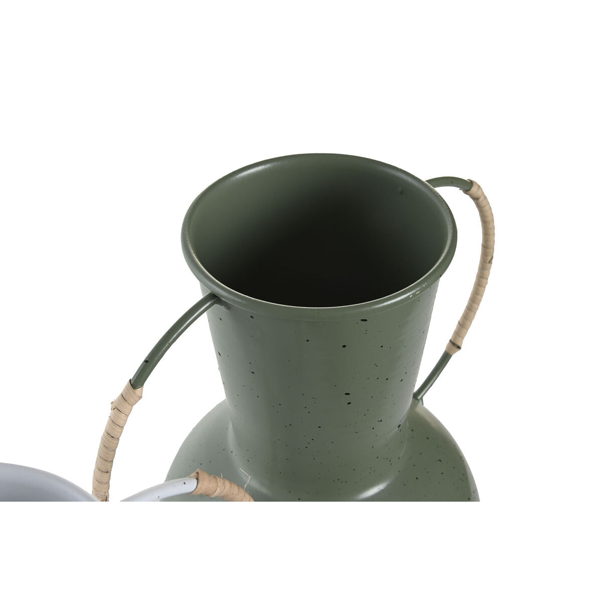Metallinen maljakko terrakotta, kahvoilla, 2 kpl, 20x13x24 cm valkoinen & vihreä