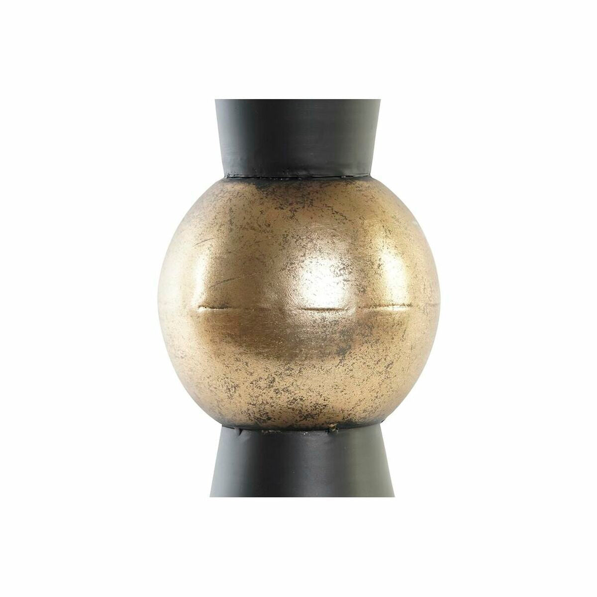 Metallinen maljakko, musta & kupari vintage 14 x 14 x 32 cm, olohuoneeseen