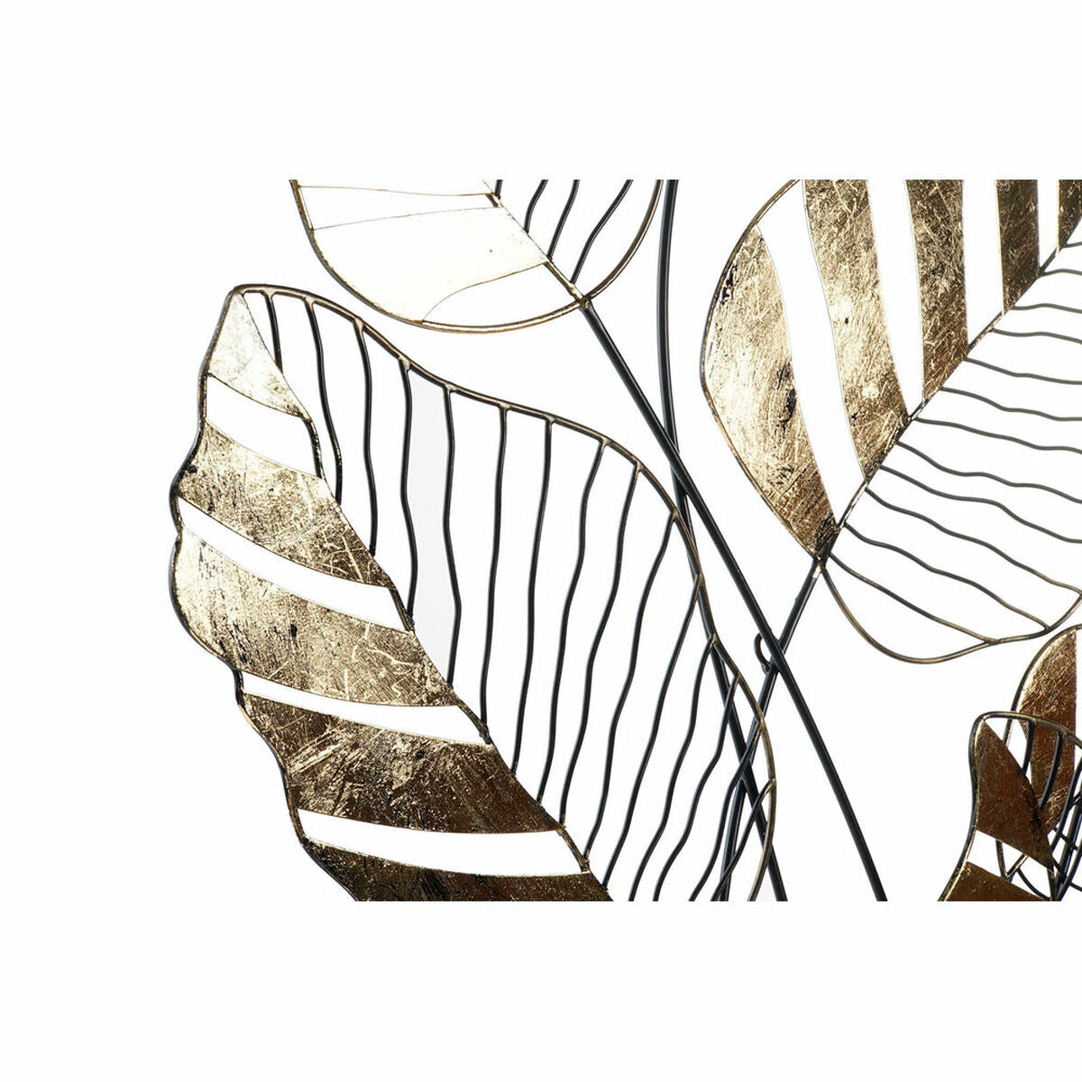 Seinäkoriste metallilehti musta-kultainen 77 x 2,5 x 103 cm, sisustukseen