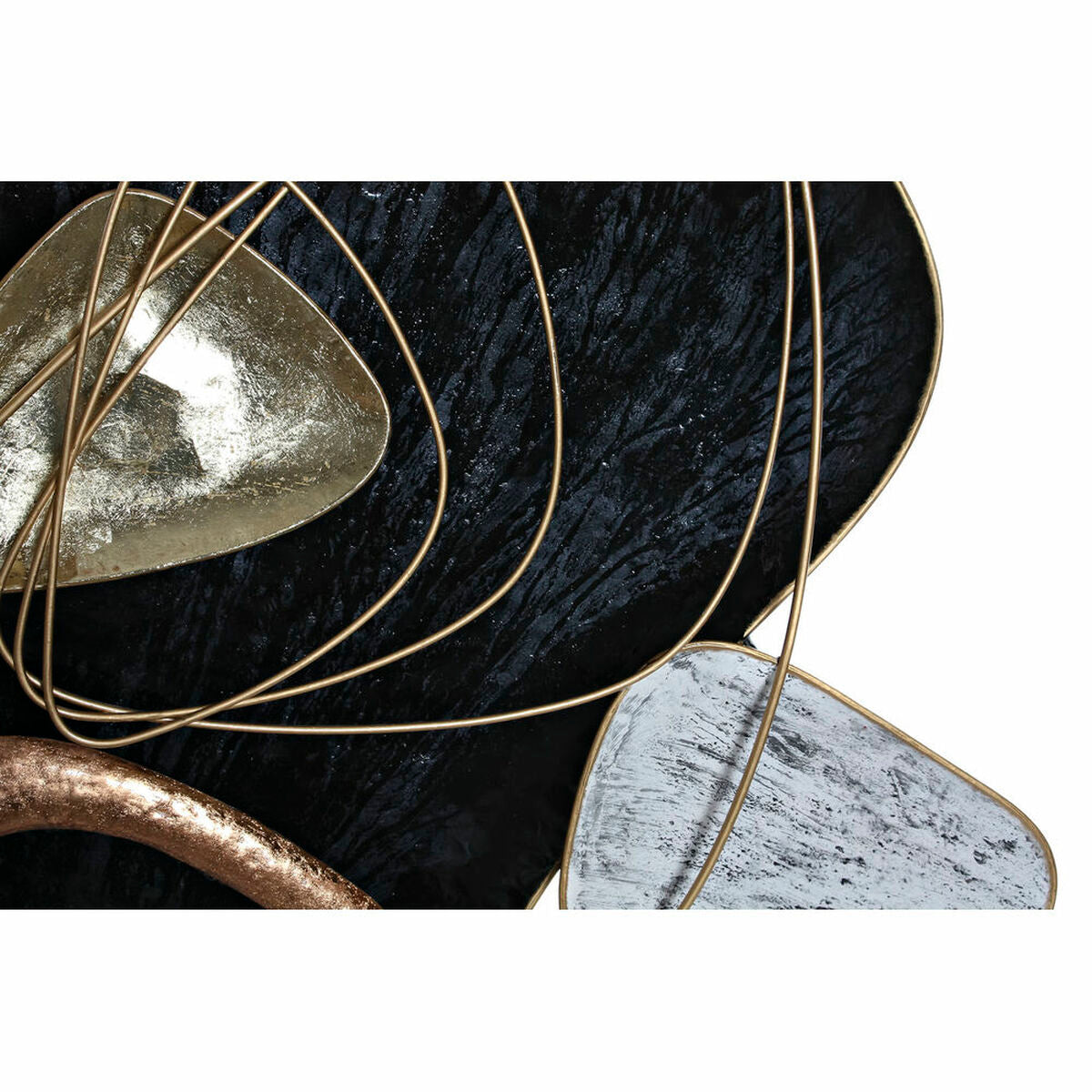 Metallinen seinäkoriste abstrakti 101 x 9 x 85 cm - musta, punainen & kulta