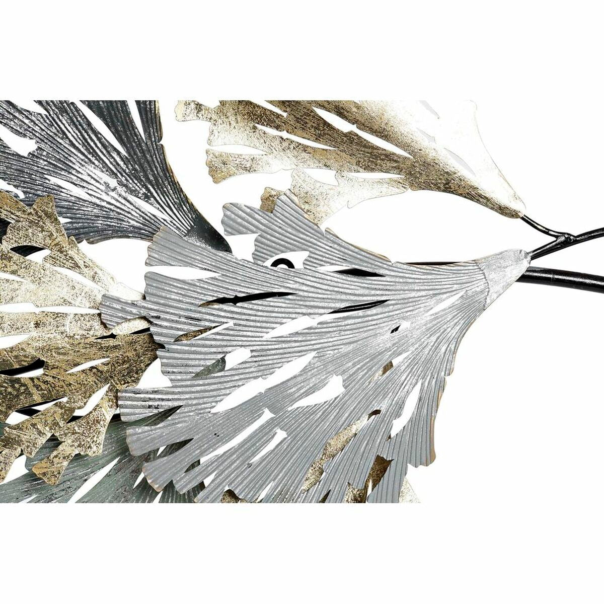 Seinäkoriste metalli harmaa & kullattu lehtikuvio, kotisisustukseen 65 x 10 x 134.6 cm