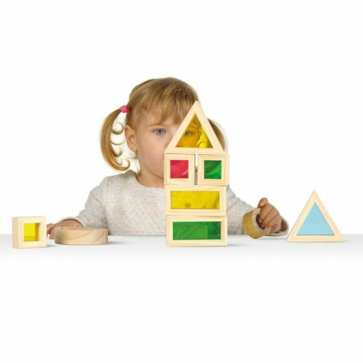 Montessori-palikat, värilliset puupalikat palapeli 2+ vuotta motoriseen kehitykseen
