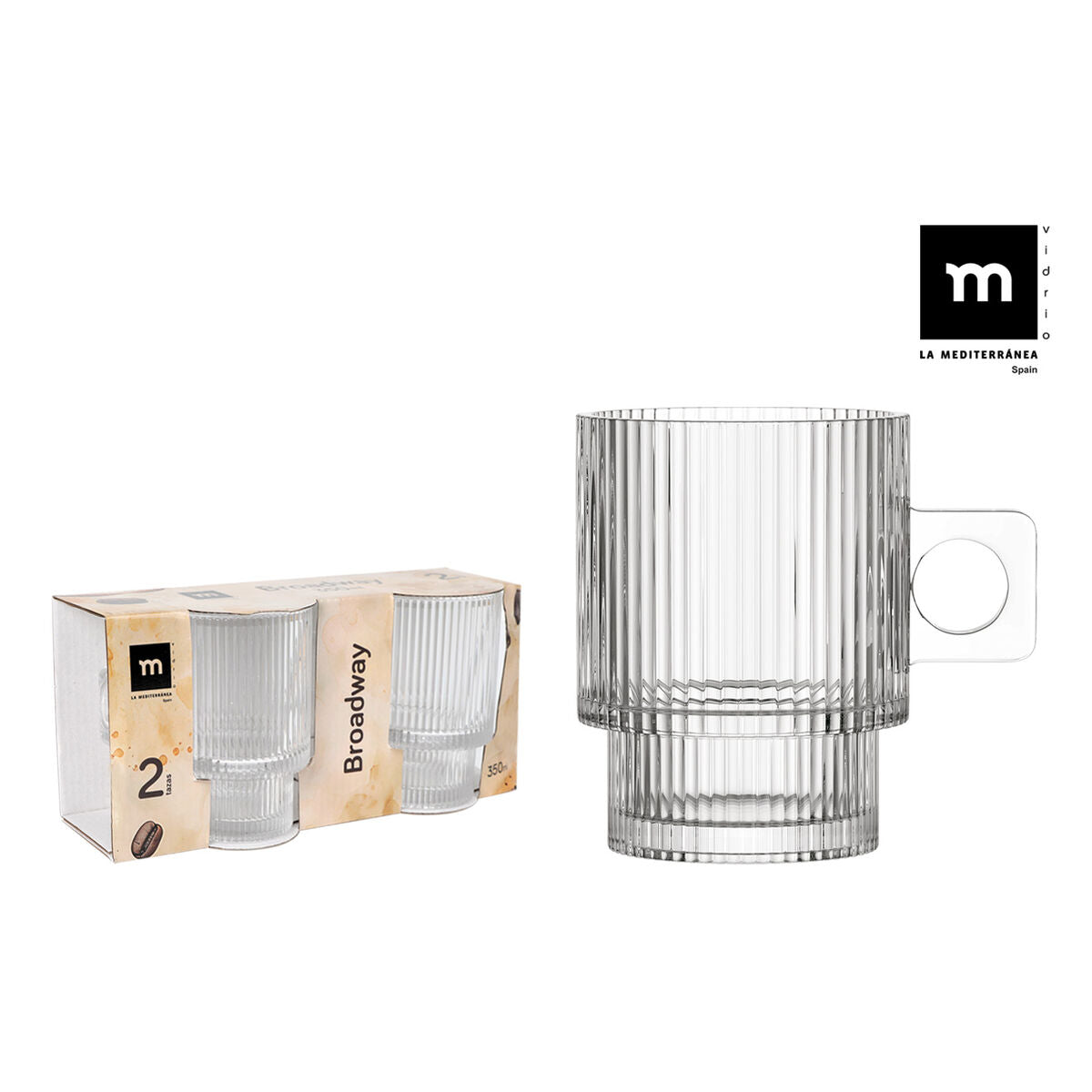 Mukisetti 2-osainen 350 ml lasimukit Broadway - 8,2×10,8 cm, 2 kpl, 18 kpl