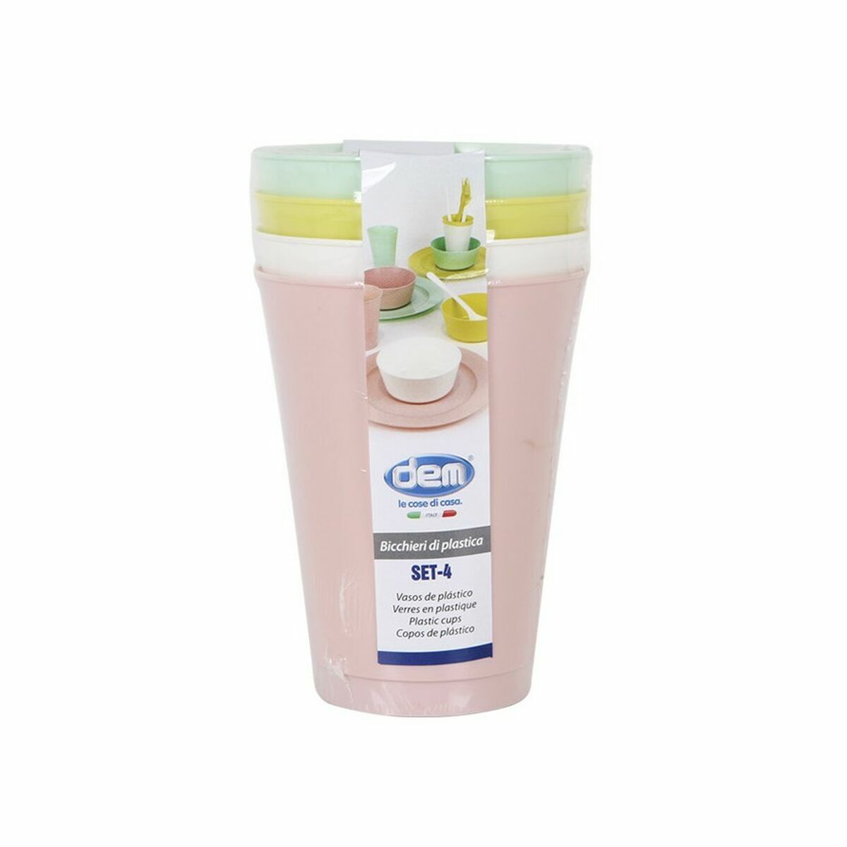 Muovimukit 230 ml 4 kpl, moniväri - polypropeeni juomalasit keittiöön, 24 osaa
