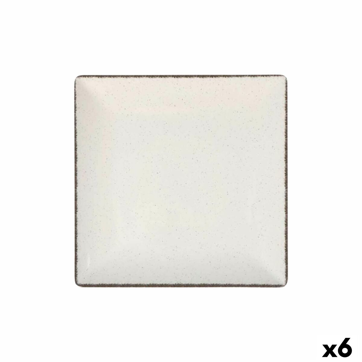 Lautaset 24 x 24 cm 6 kpl, litteä neliölautanen 24×24×2 cm, vaalea, tummareunainen