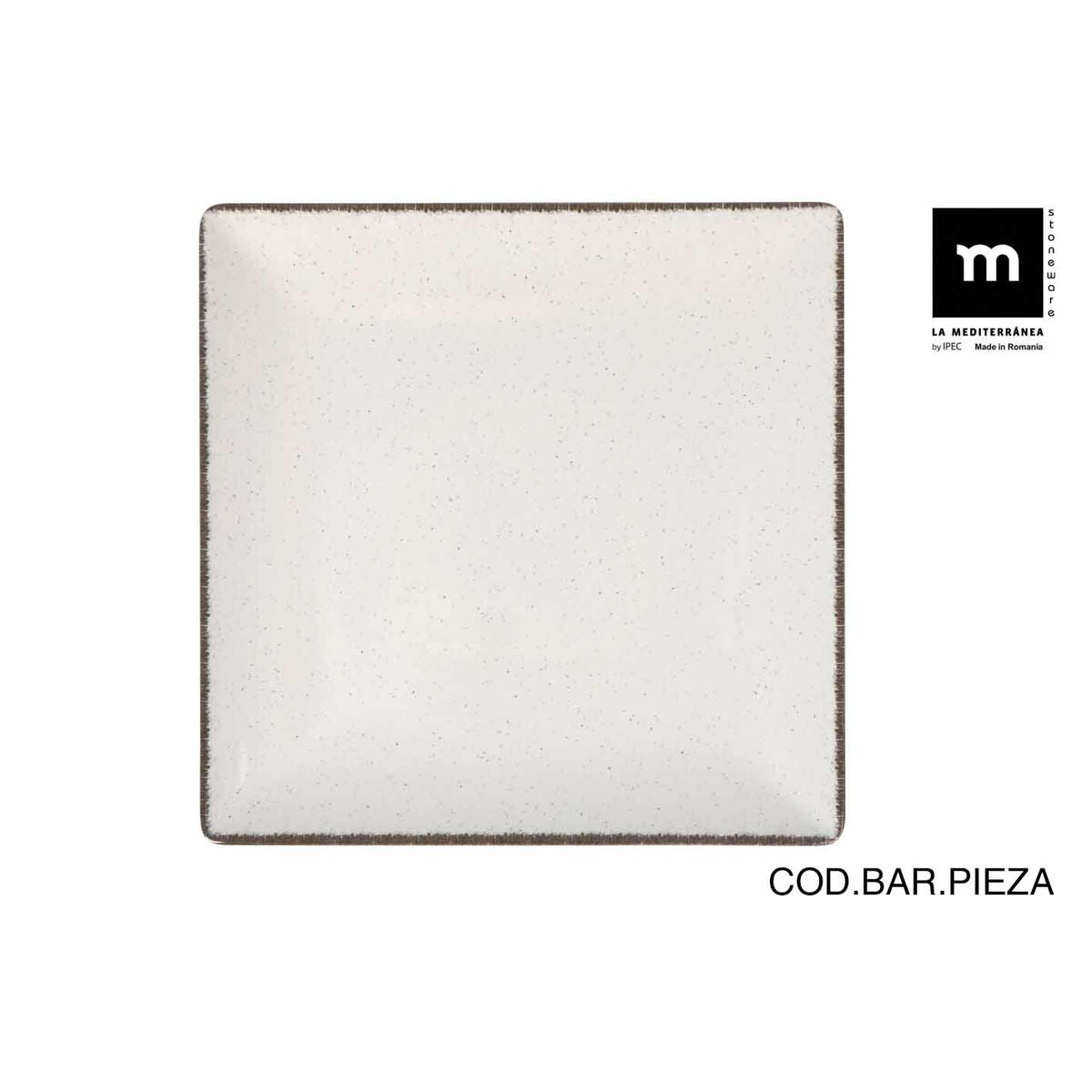 Lautaset 24 x 24 cm 6 kpl, litteä neliölautanen 24×24×2 cm, vaalea, tummareunainen