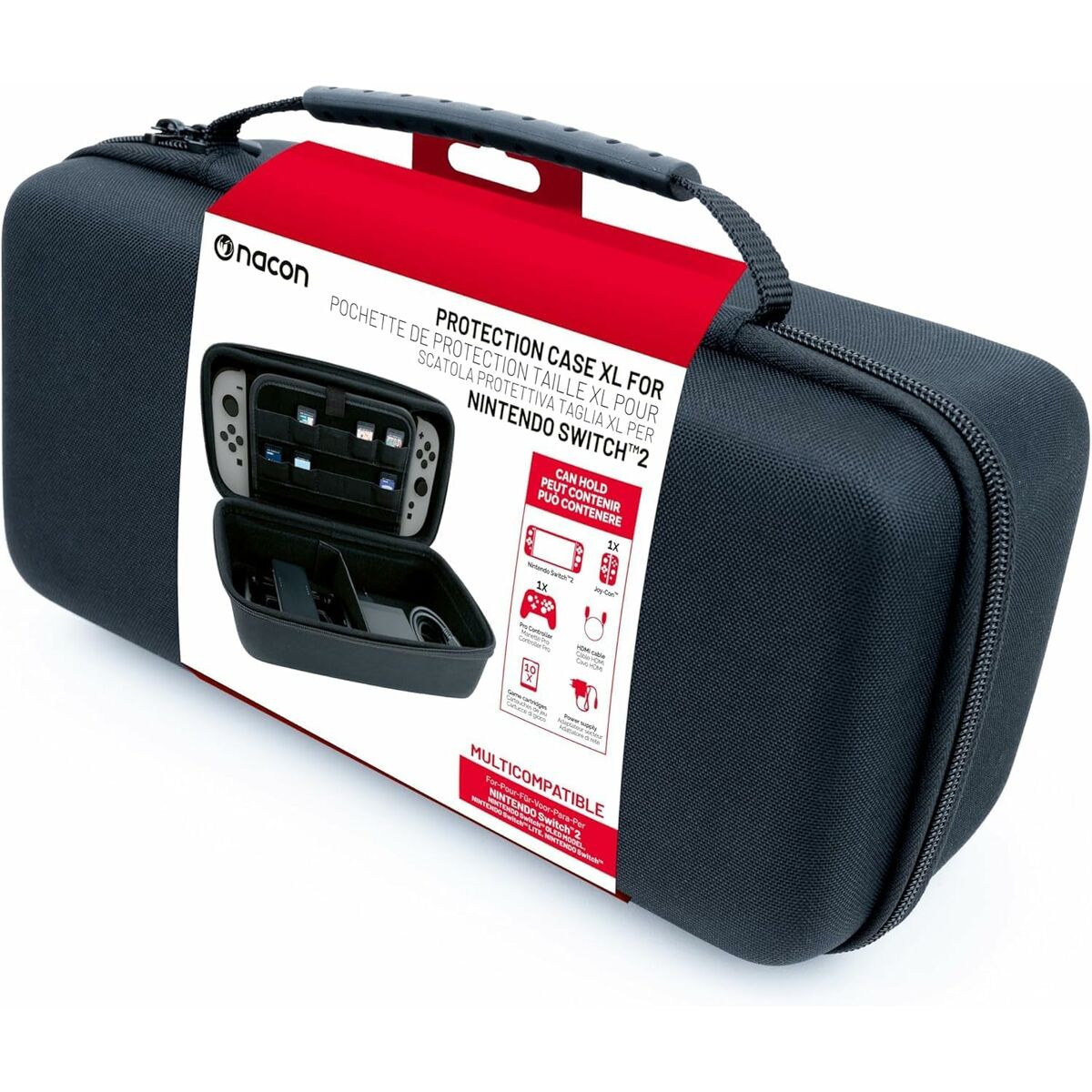 Nintendo Switch suojakotelo XL, kova kantokotelo lisävarusteille, musta matkalle