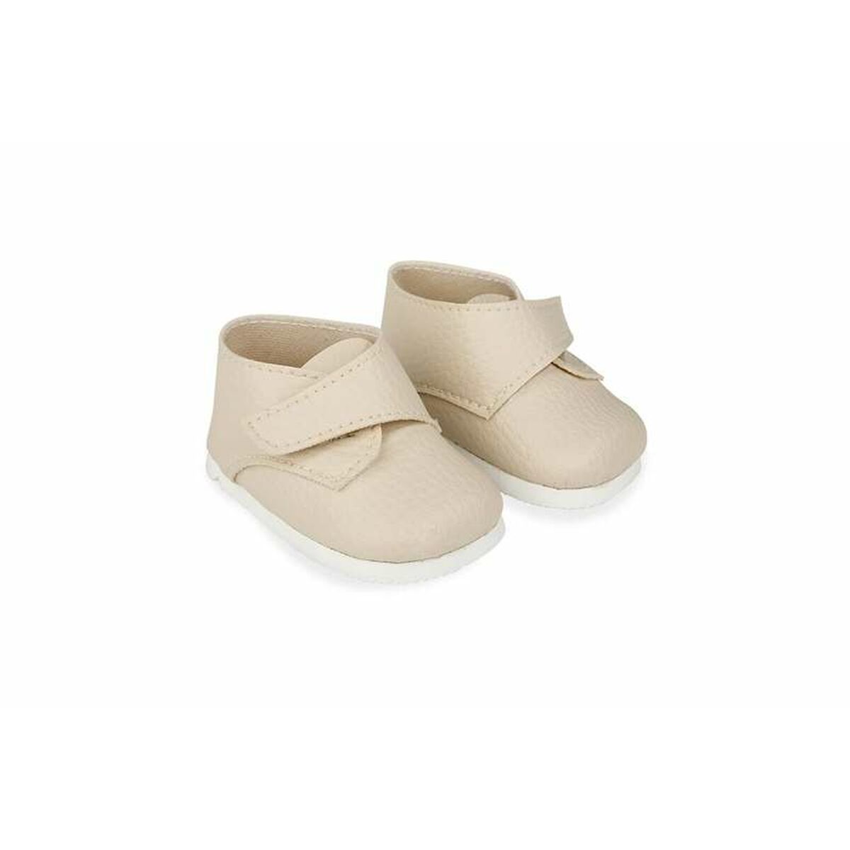 Nuken kengät 45 cm, beige tarrakiinnitys, pehmeät valkoiset pohjat nukkeille