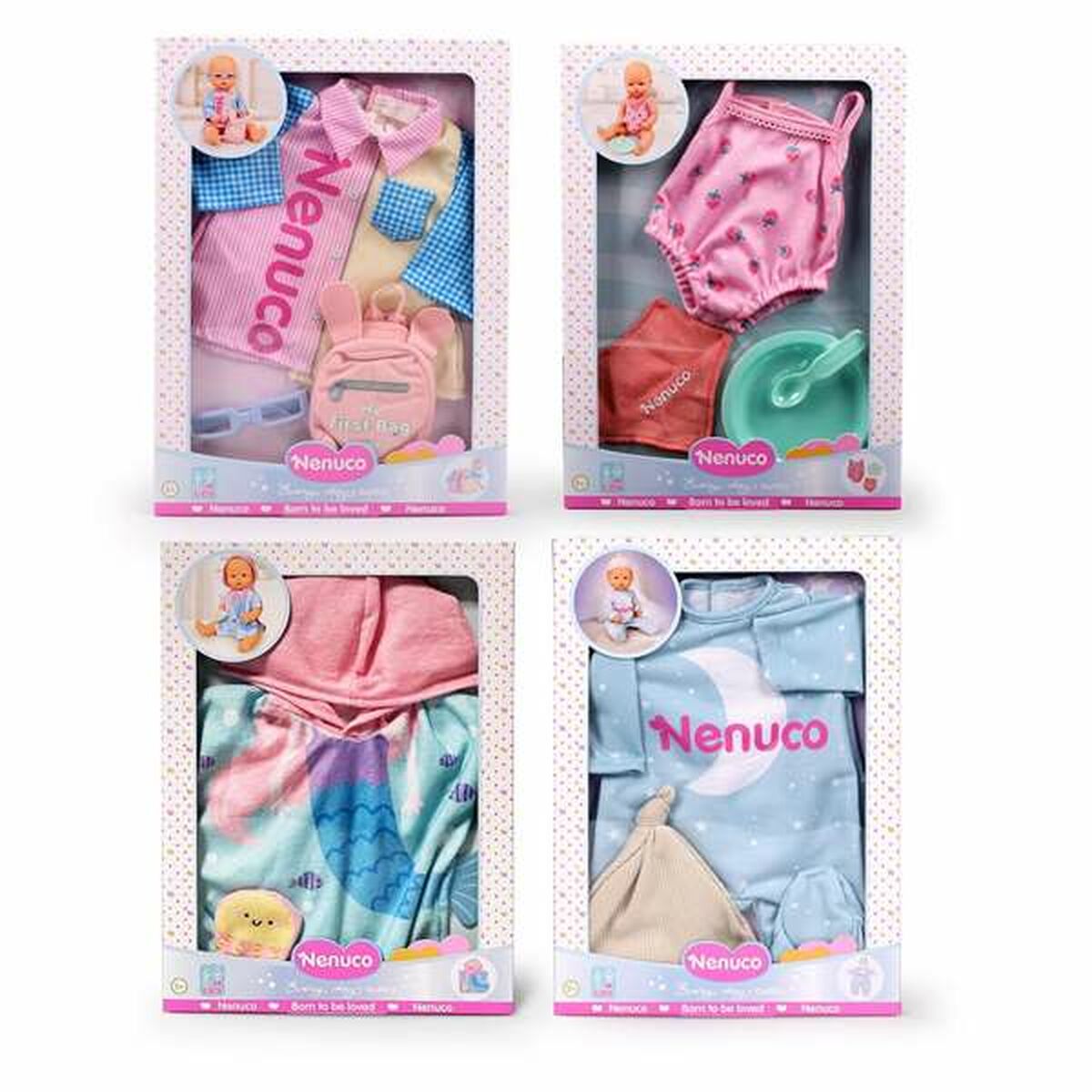 Nuken vaatteet 42 cm, monivärinen arkiasu & asusteet nukelle, 3+ sopii Nenuco
