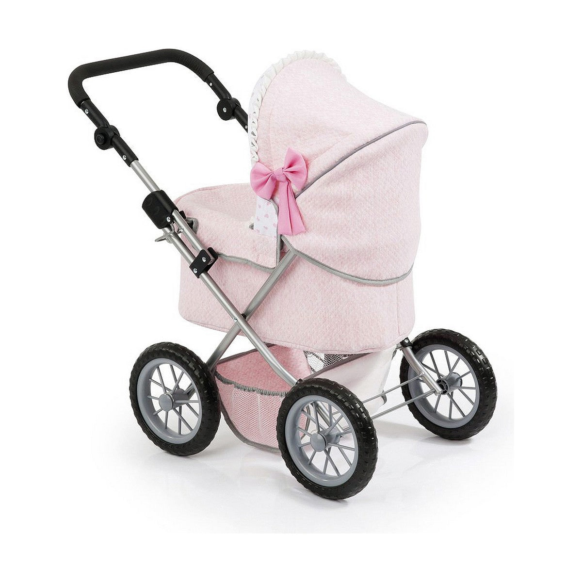 Nuken vaunut 45 cm, vaaleanpunainen rusetti, sis. hoitolaukku – lapsille 3+