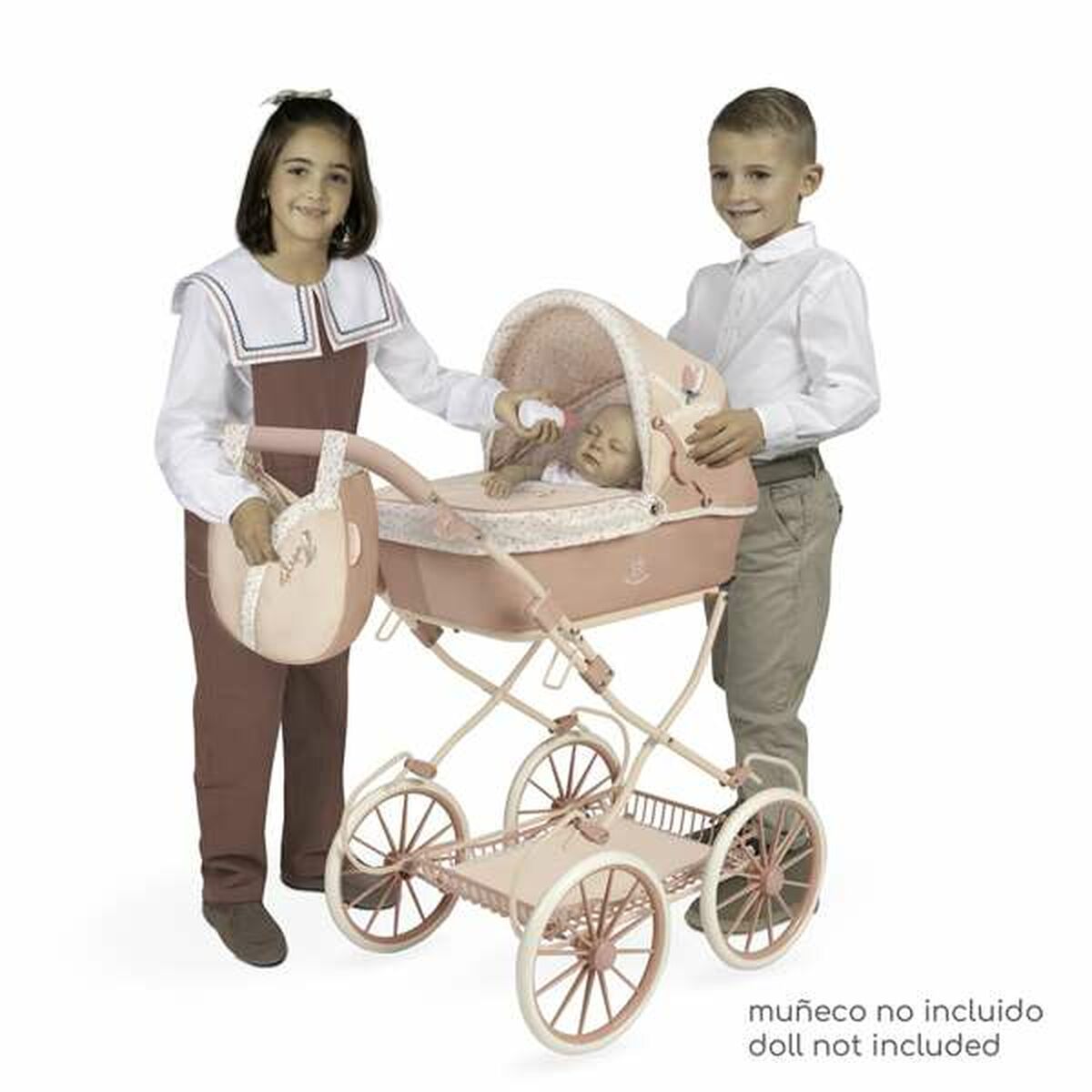 Nuken vaunut taitettava klassinen roosa/beige aurinkovarjolla, lapsille 3+