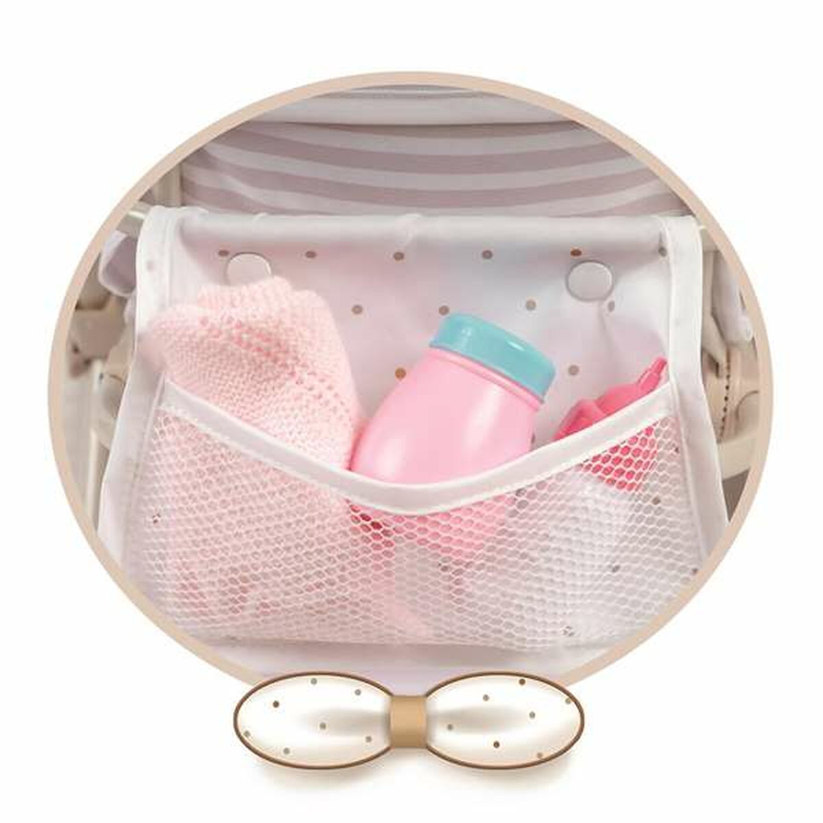 Nukenvaunut kaksosille, taittuvat, vaalea beige/valkoinen, 40×70×72 cm, 3+ v