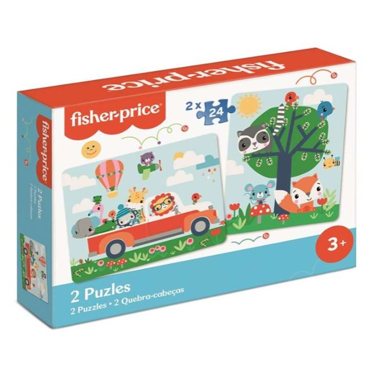 Palapeli 24 palaa, 2x24 setti lapsille 3+, värikäs eläinaihe, kaksi palapeliä