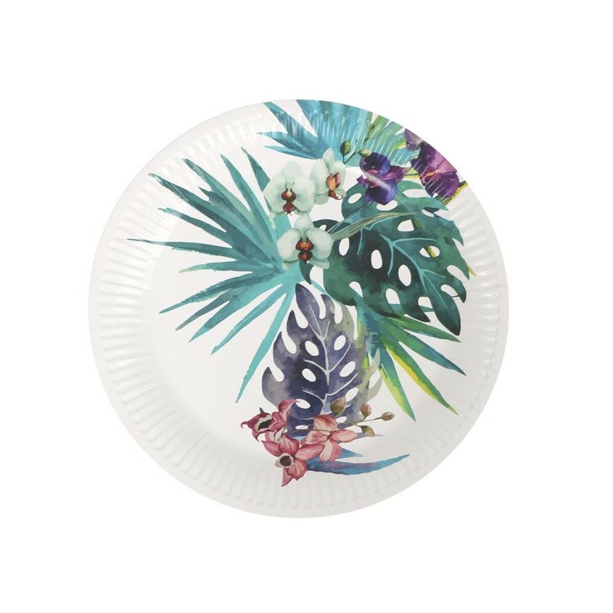 Paperilautaset 23 cm, trooppinen kuosi - kertakäyttö juhliin 8 kpl (24 kpl)