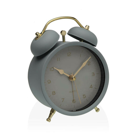 Herätyskello paristokäyttöinen, harmaa metalli pöytäkello 5,4×13,5×9,7 cm