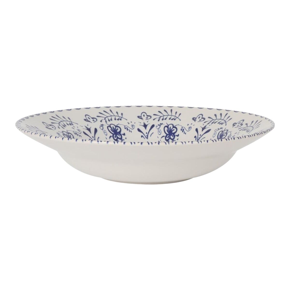 Pastalautaset 6 kpl Ø 29 cm, sinivalkoinen kukka-kuvio, arkeen & juhlaan