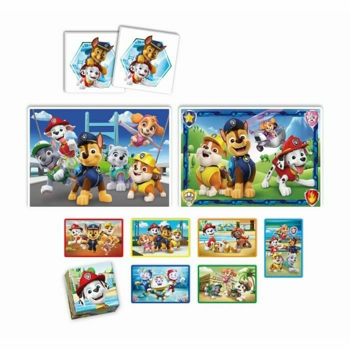 Paw patrol palapeli 4-in-1 setti, memo & kuutiopelit, 3+ lapsille Clementoni