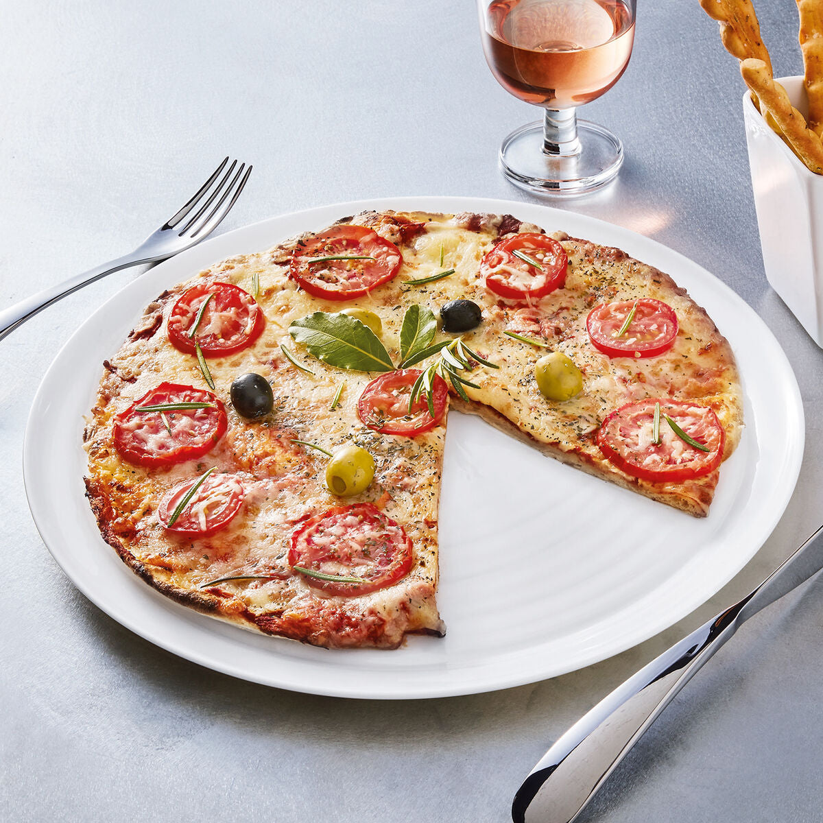 Pizzalautanen Ø 32 cm, valkoinen lasi - 6 kpl, tiskikoneeseen sopiva, tarjoiluun
