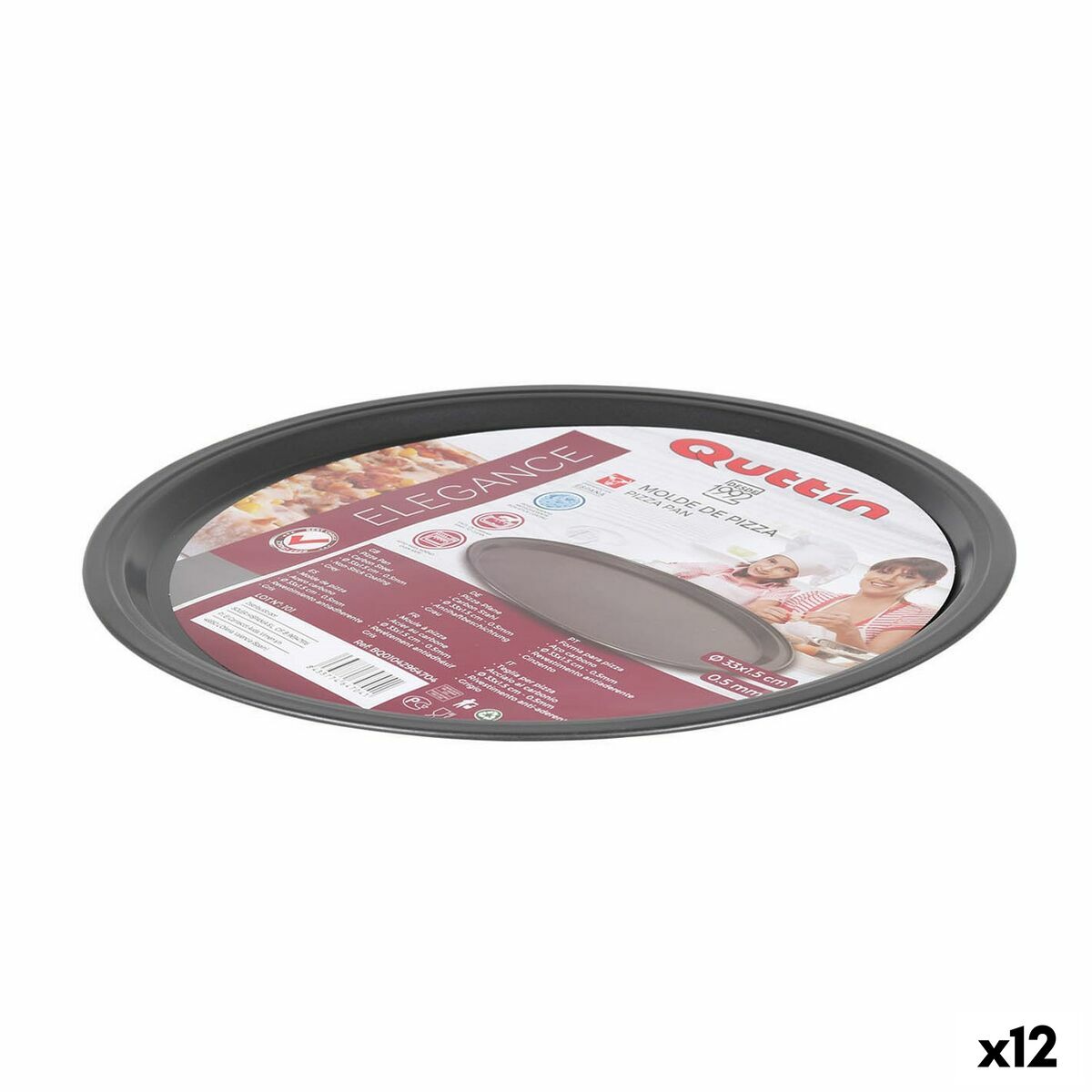 Pizzalautanen 33 x 1,5 cm, 12 kpl - pyöreä leivin-/tarjoilulautanen Quttin