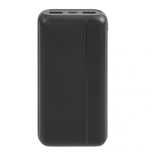 Powerbank 20000 mAh, USB-C & EU-pistoke, musta, puhelimille ja tableteille