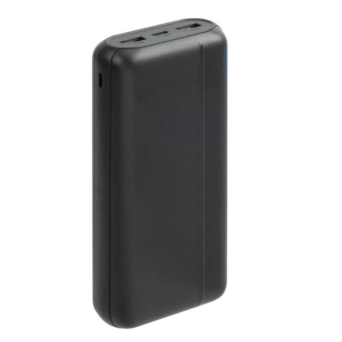 Powerbank 20000 mAh, USB-C & EU-pistoke, musta, puhelimille ja tableteille