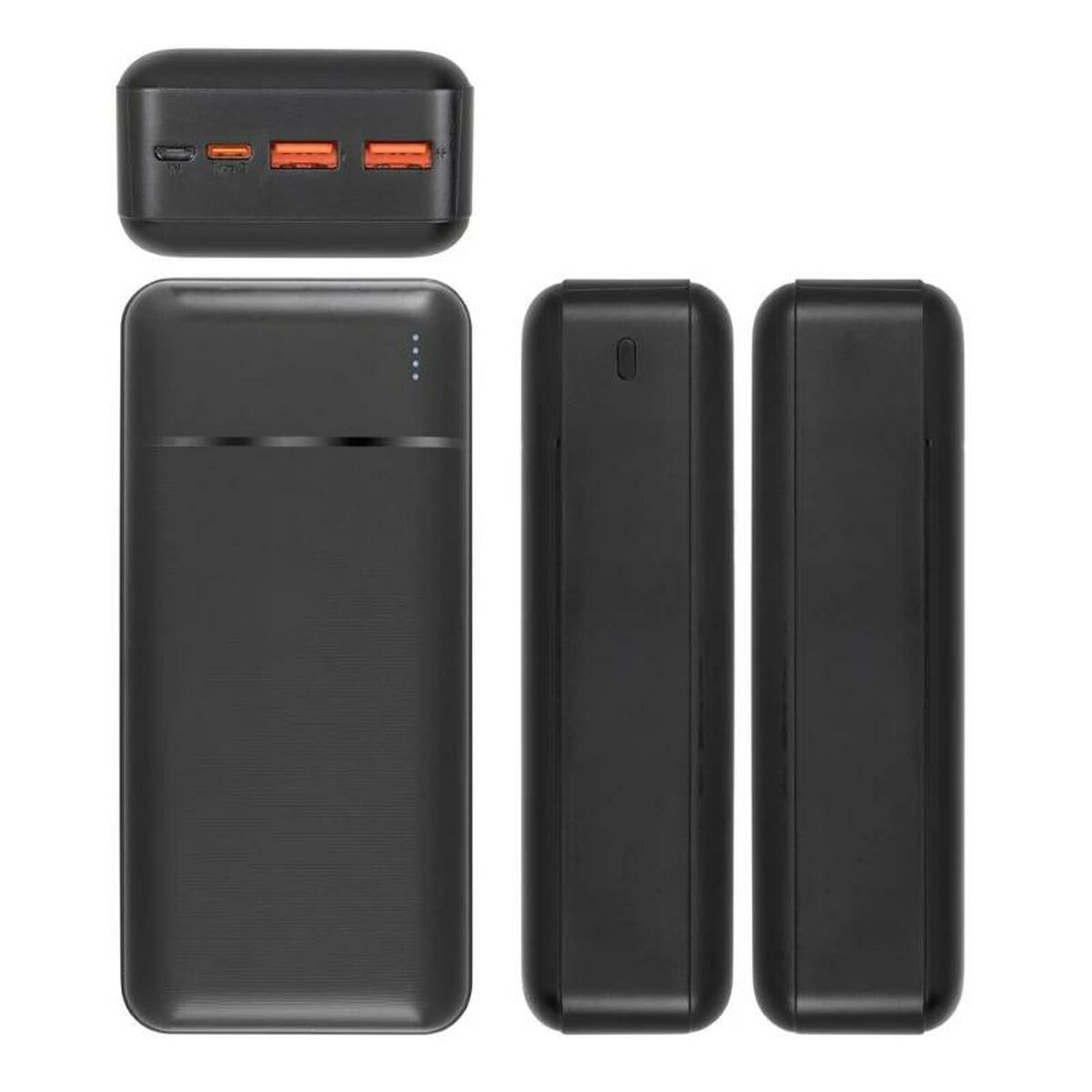 Powerbank 30000 mAh USB-C, EU-pistoke, musta - matkalle sopiva varavirtalähde