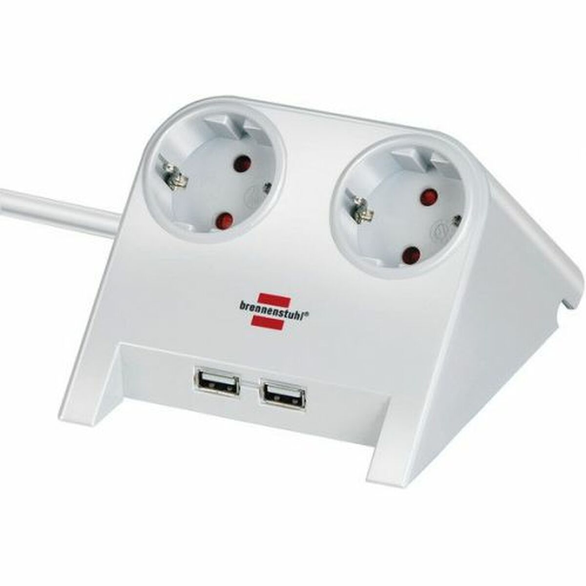 Pöytäjakorasia 2x pistorasia + 2x USB, virtakytkin, 3600 W, 1,8 m, valkoinen