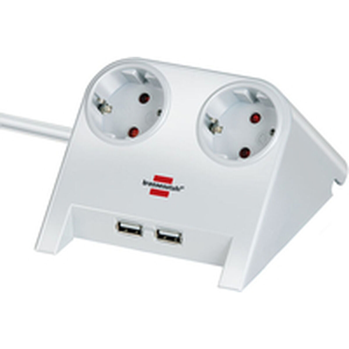 Pöytäjakorasia 2x pistorasia + 2x USB, virtakytkin, 3600 W, 1,8 m, valkoinen