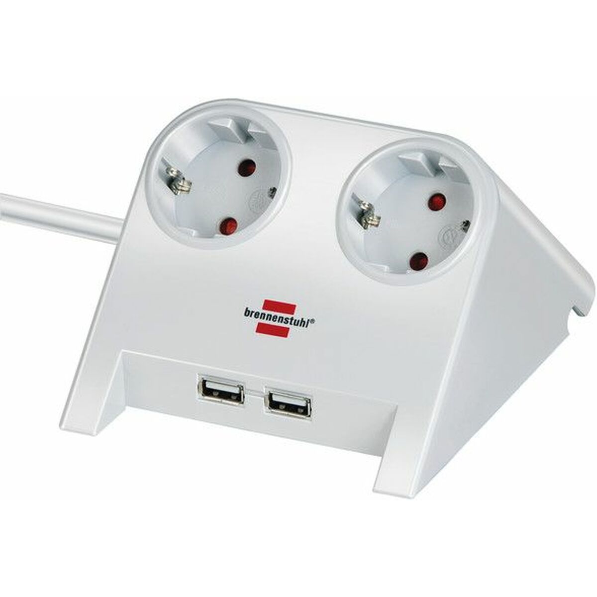 Pöytäjakorasia 2x pistorasia + 2x USB, virtakytkin, 3600 W, 1,8 m, valkoinen