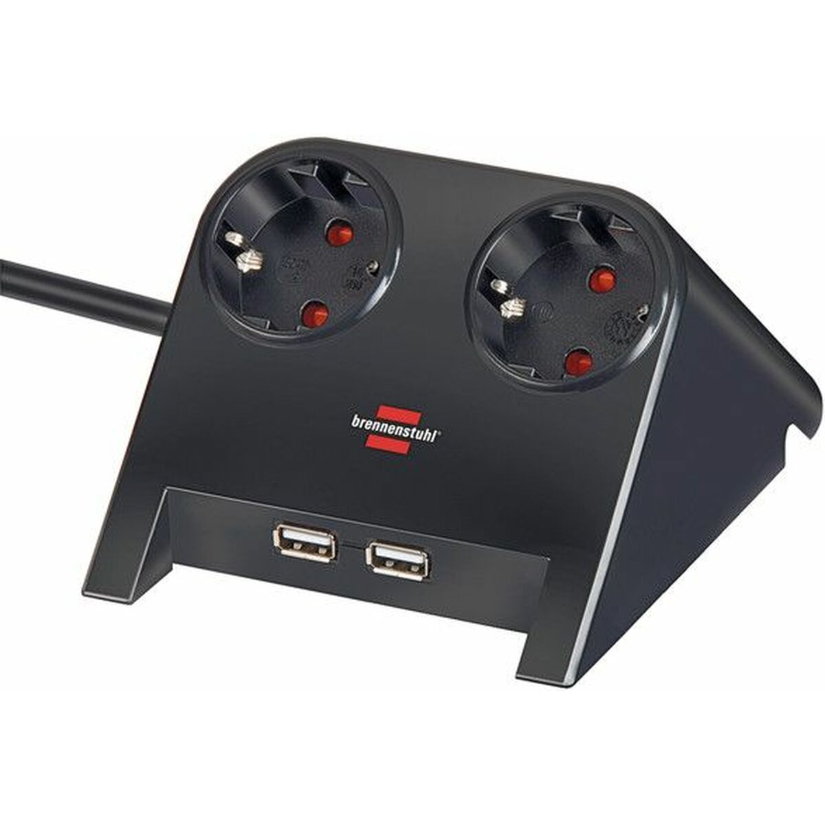 Pöytäjakorasia 2x pistorasia + 2x USB, virtakytkin, 3600 W, 1,8 m, valkoinen