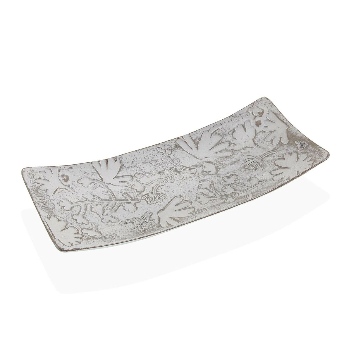 Pöytäkoriste valkoinen MDF kukilla, keskikoriste kahvipöydälle 38,5×16×4,5 cm