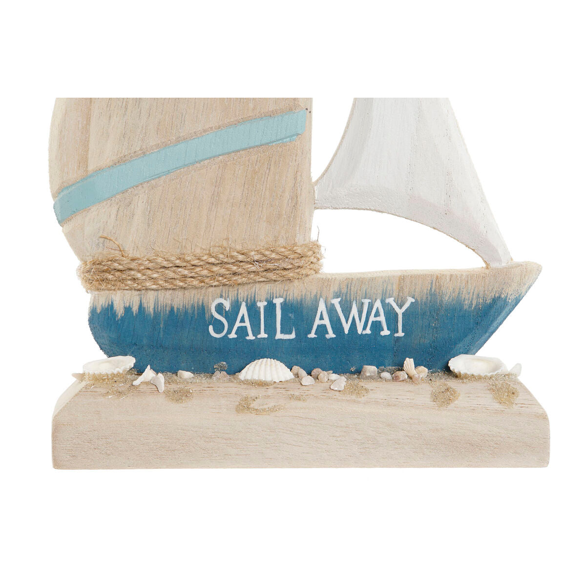 Kynttilänjalka purjelaiva 2 kpl, puu meriaiheinen koriste, sininen & punainen