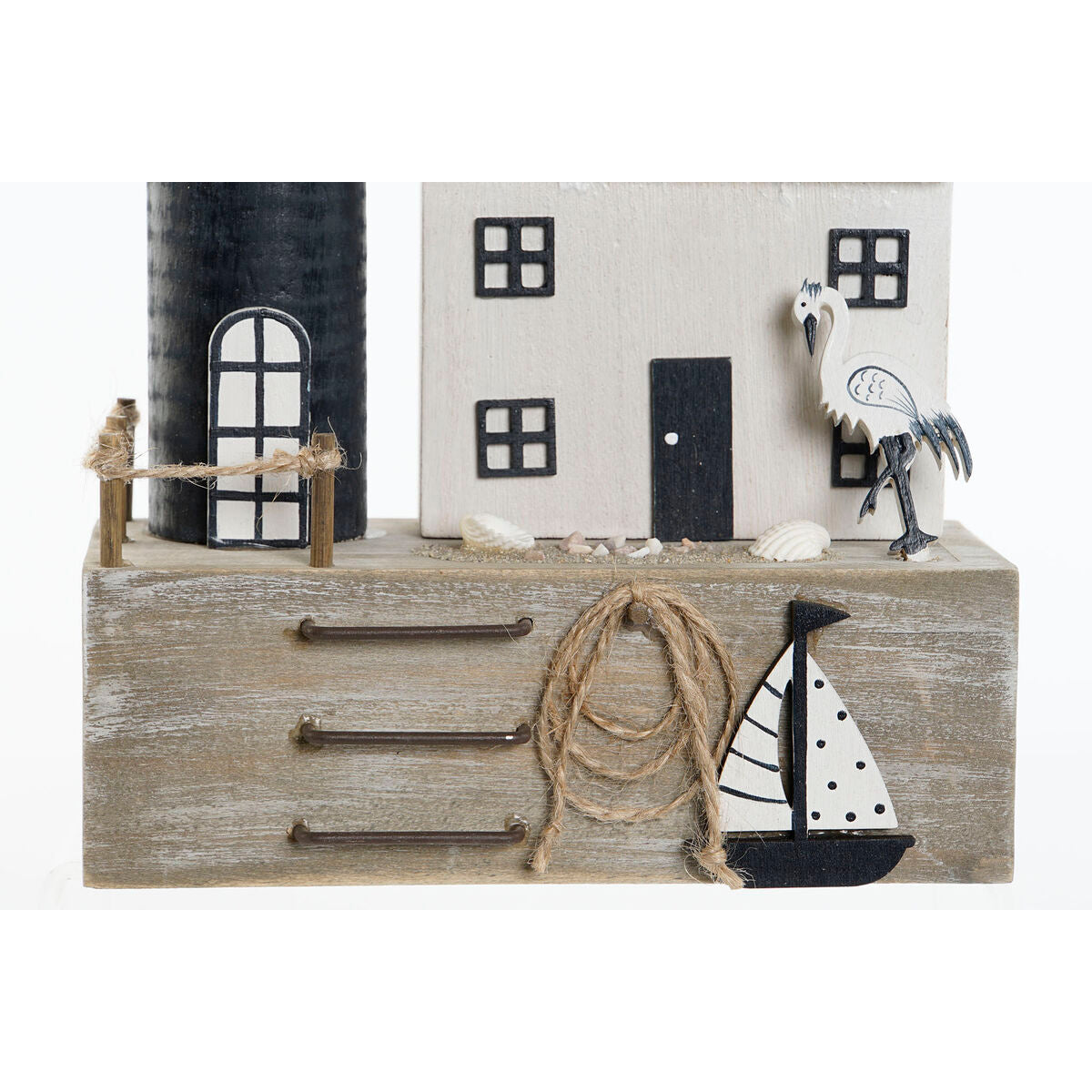 Puinen majakkakoriste 2 kpl, sininen & laivastonsininen, 17×8,5×30 cm, sisustus