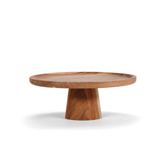 Puinen tarjoiluvati, jalallinen tarjoilualusta 25 x 9 x 25 cm, ruskea, juhliin