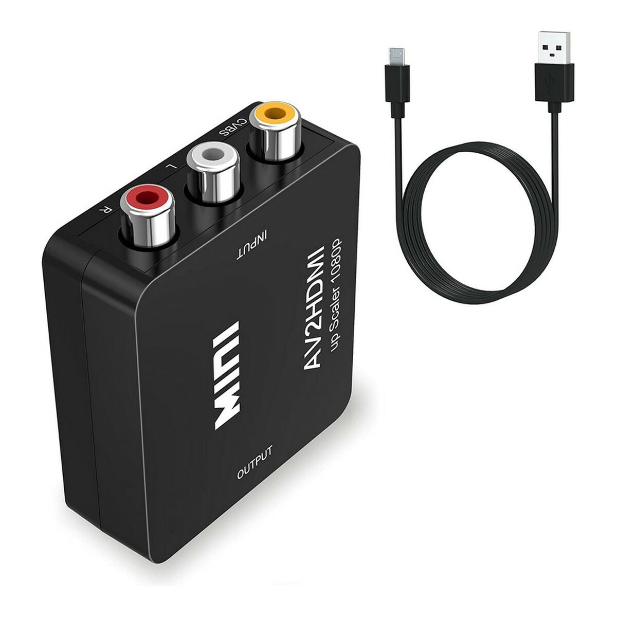 RCA–HDMI muunnin 1080p - AV (3x RCA) upscaler vanhoille laitteille