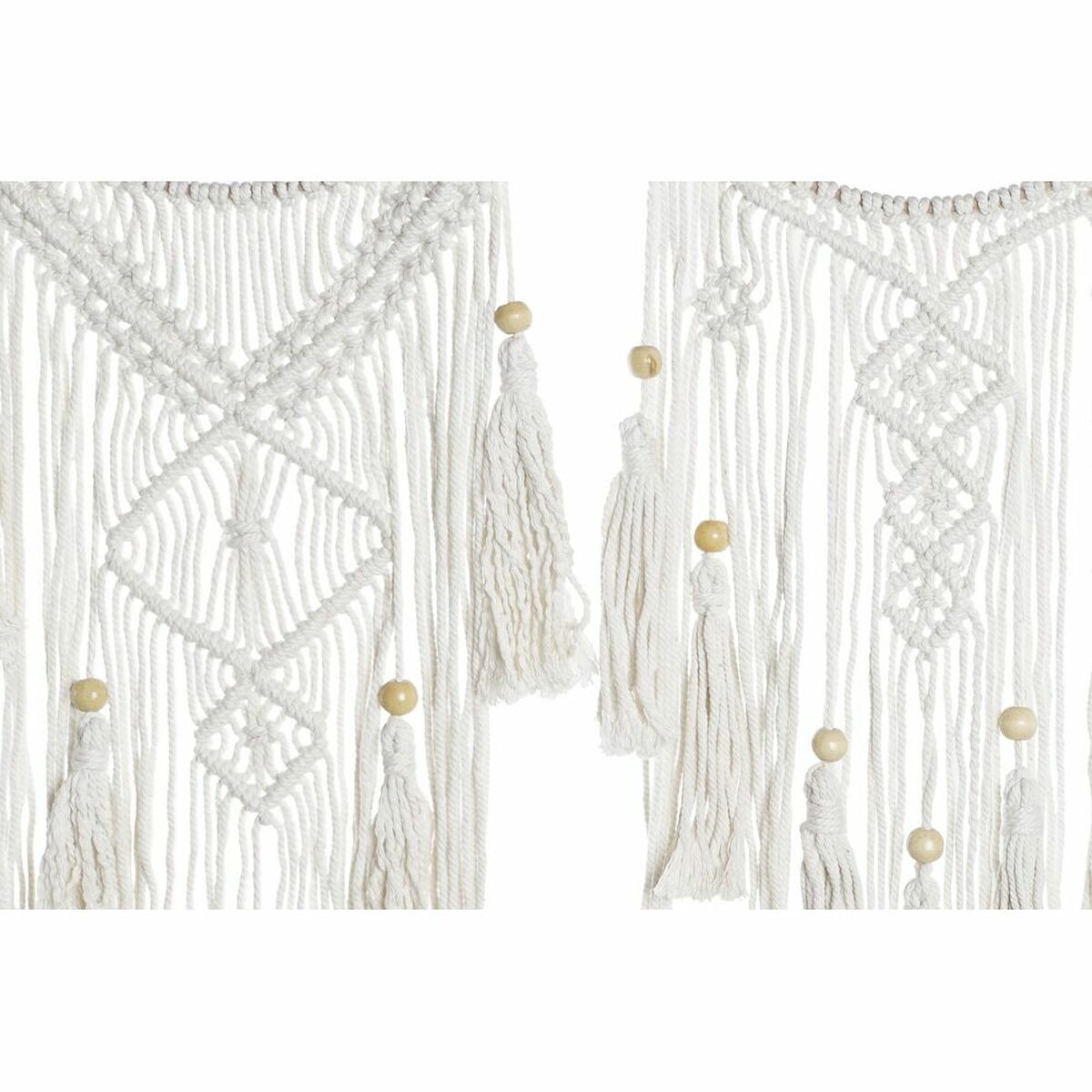 Riippuva koriste puu & macramé 93 cm, 2 kpl ruskea & valkoinen boho-tyyli