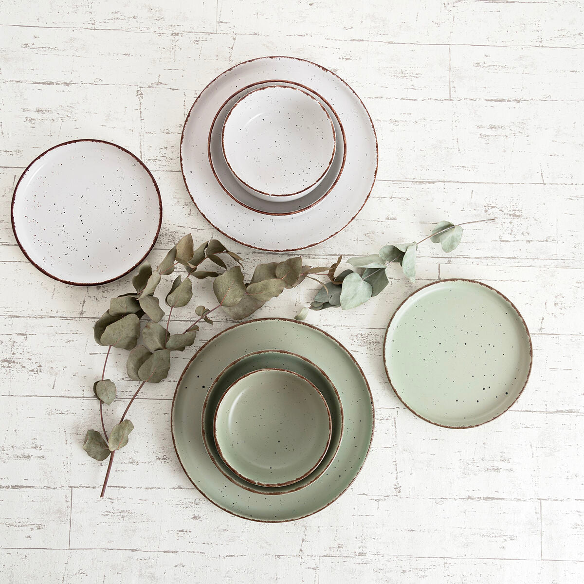 Ruokalautanen 26,5 cm keraaminen, beige, litteä, käsinmaalattu - 6 kpl