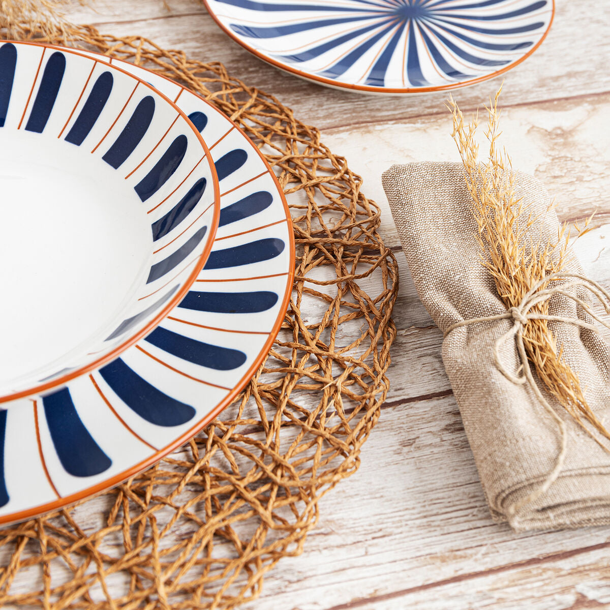 Ruokalautanen 27 cm sininen keramiikka - litteä lautanen 12 kpl ruokailuun