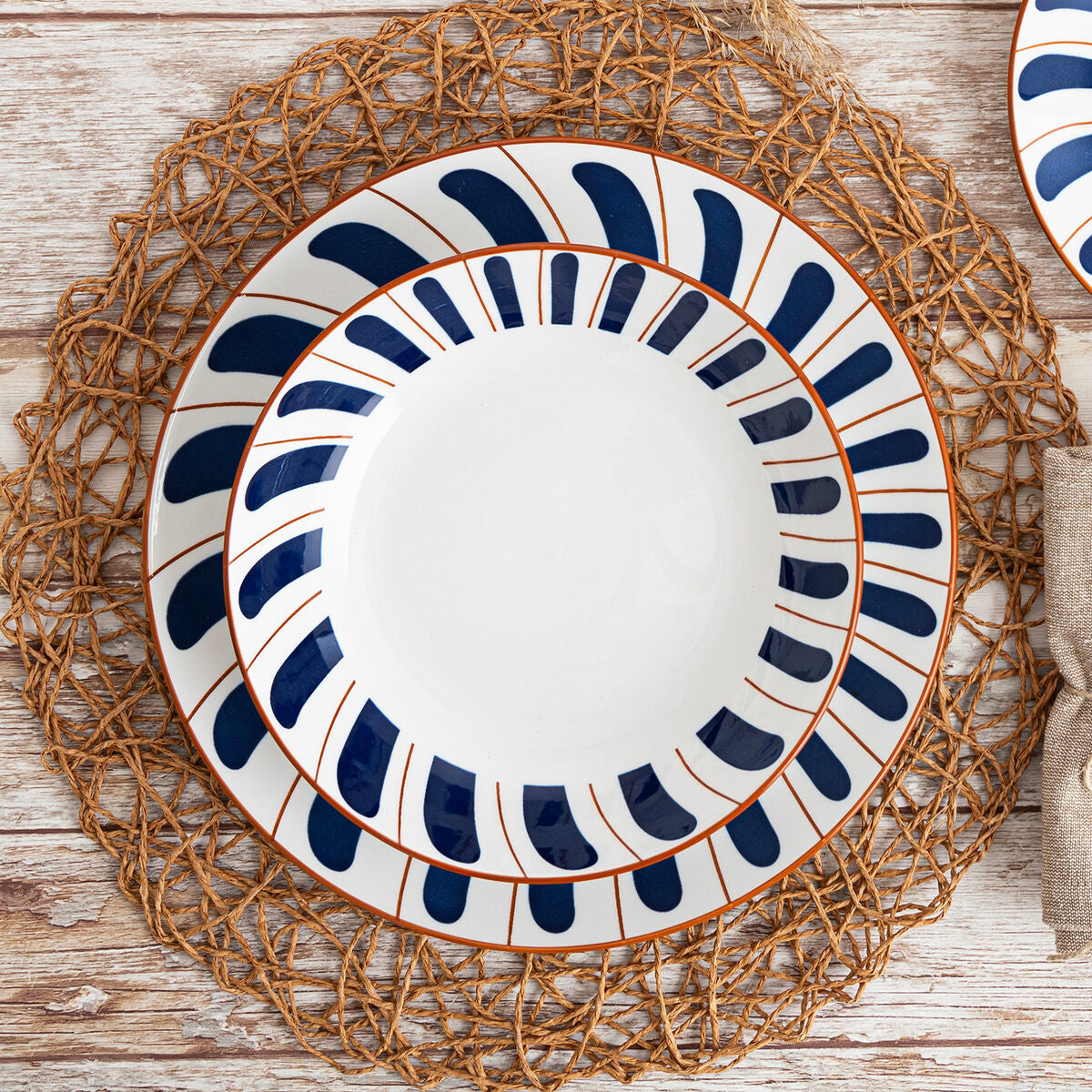 Ruokalautanen 27 cm sininen keramiikka - litteä lautanen 12 kpl ruokailuun