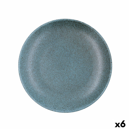 Ruokalautaset 25 cm, sininen keramiikka, 6 kpl - pinottavat & mikroaaltokestävät