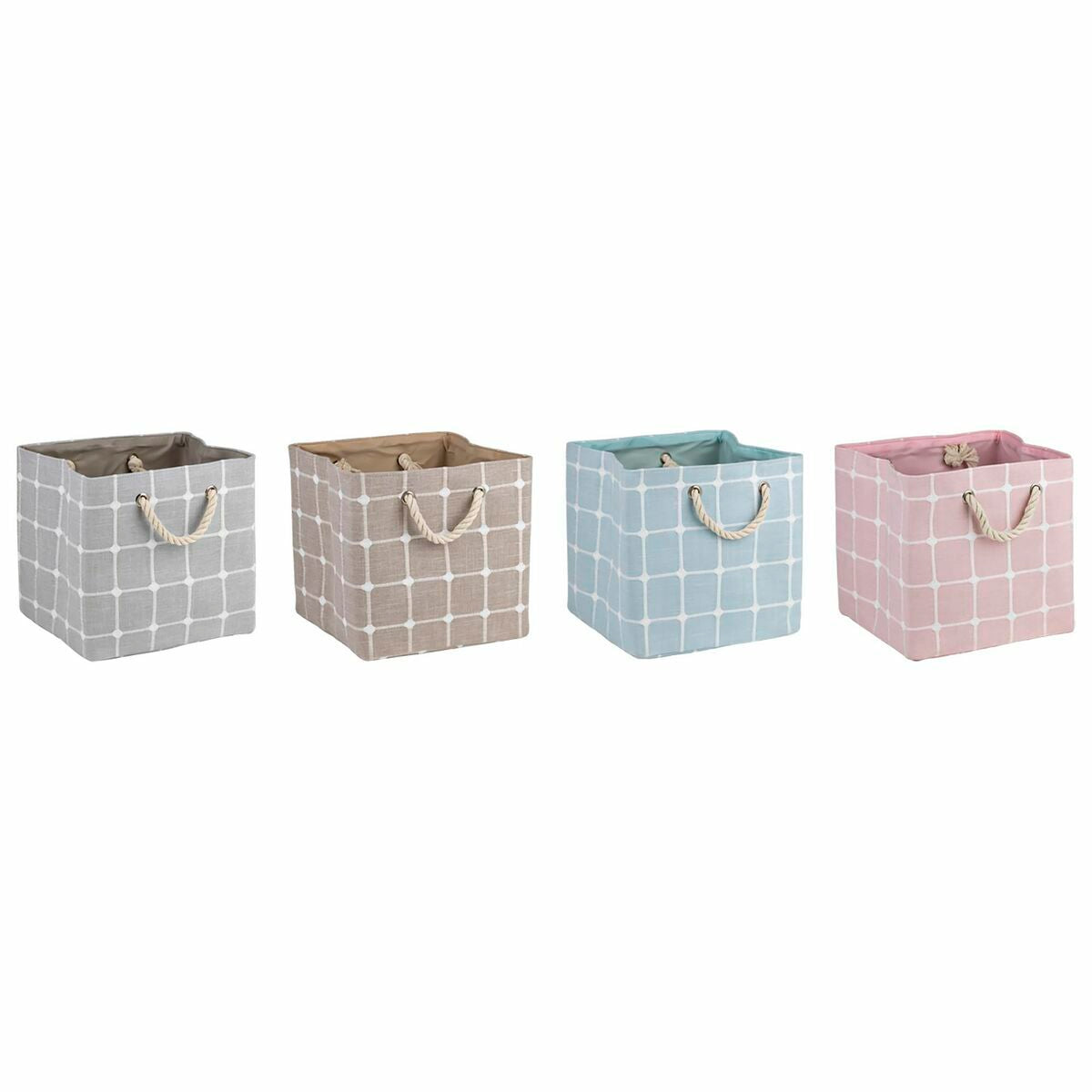 Säilytyskori 30 x 30 x 30 cm, 4 kpl ruudullinen setti, polyesteri/EVA kodin