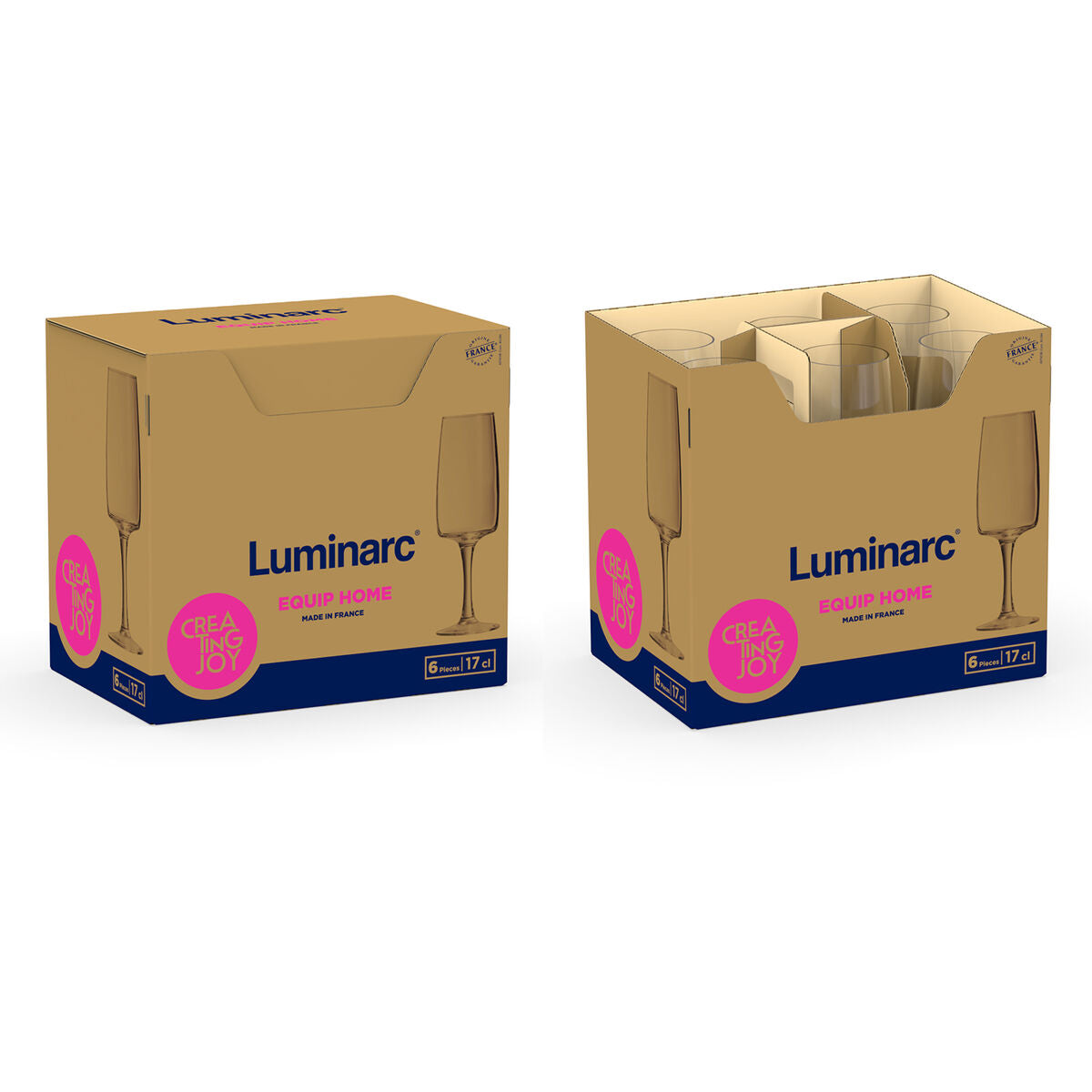 Samppanjalasi 170 ml, 6 kpl - läpinäkyvä lasi, konepestävä elegantti muotoilu