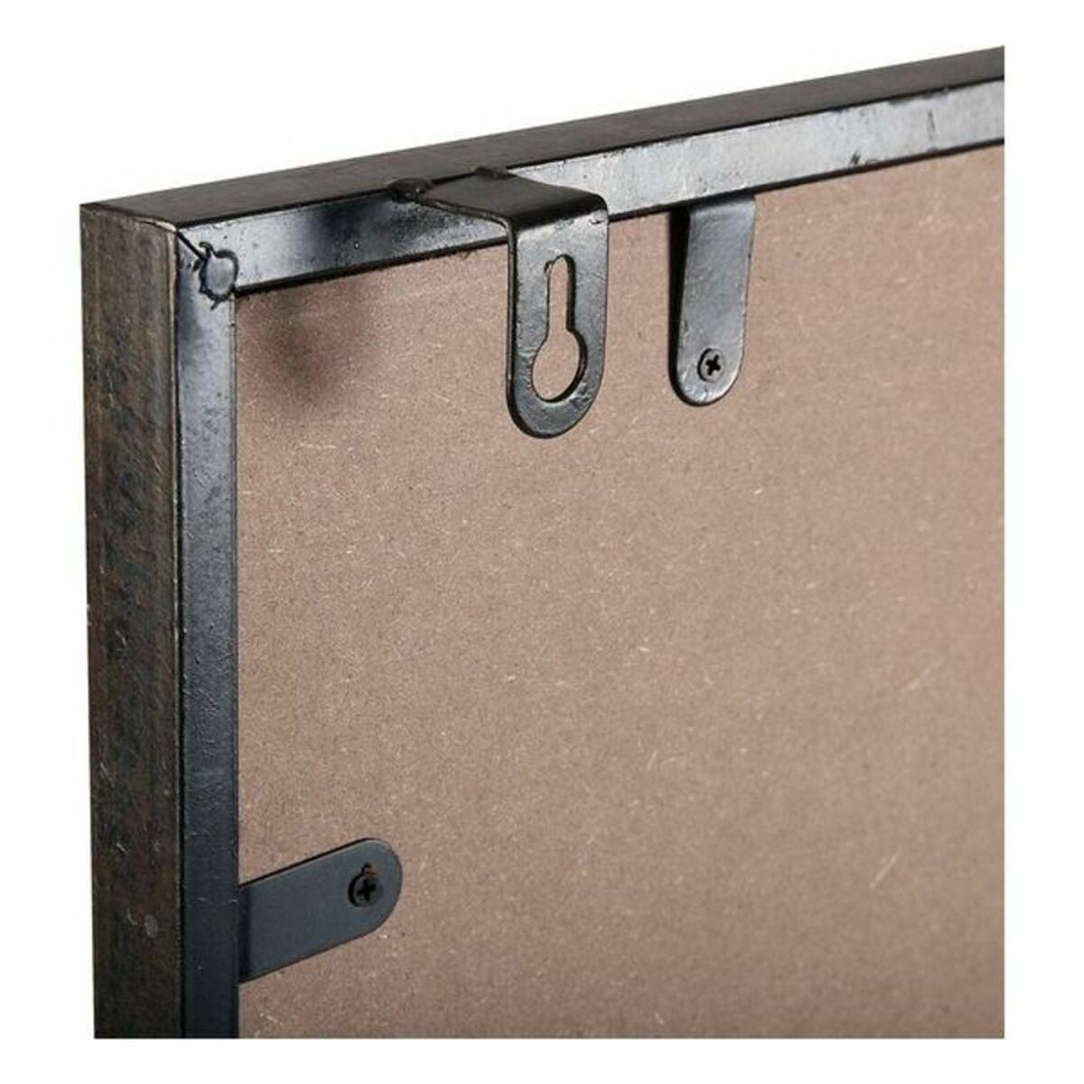 Seinäkello puu 59,5 cm, vintage maailmankartta neliö - musta metallikehys